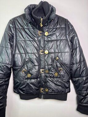 VTG Y2K Baby Phat Black Insulated Puffer Jacket Vest Removable Sleeves Corset L